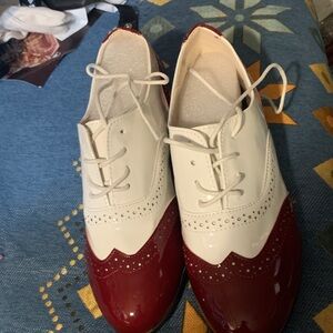 Chic Red and White Women's Loafers